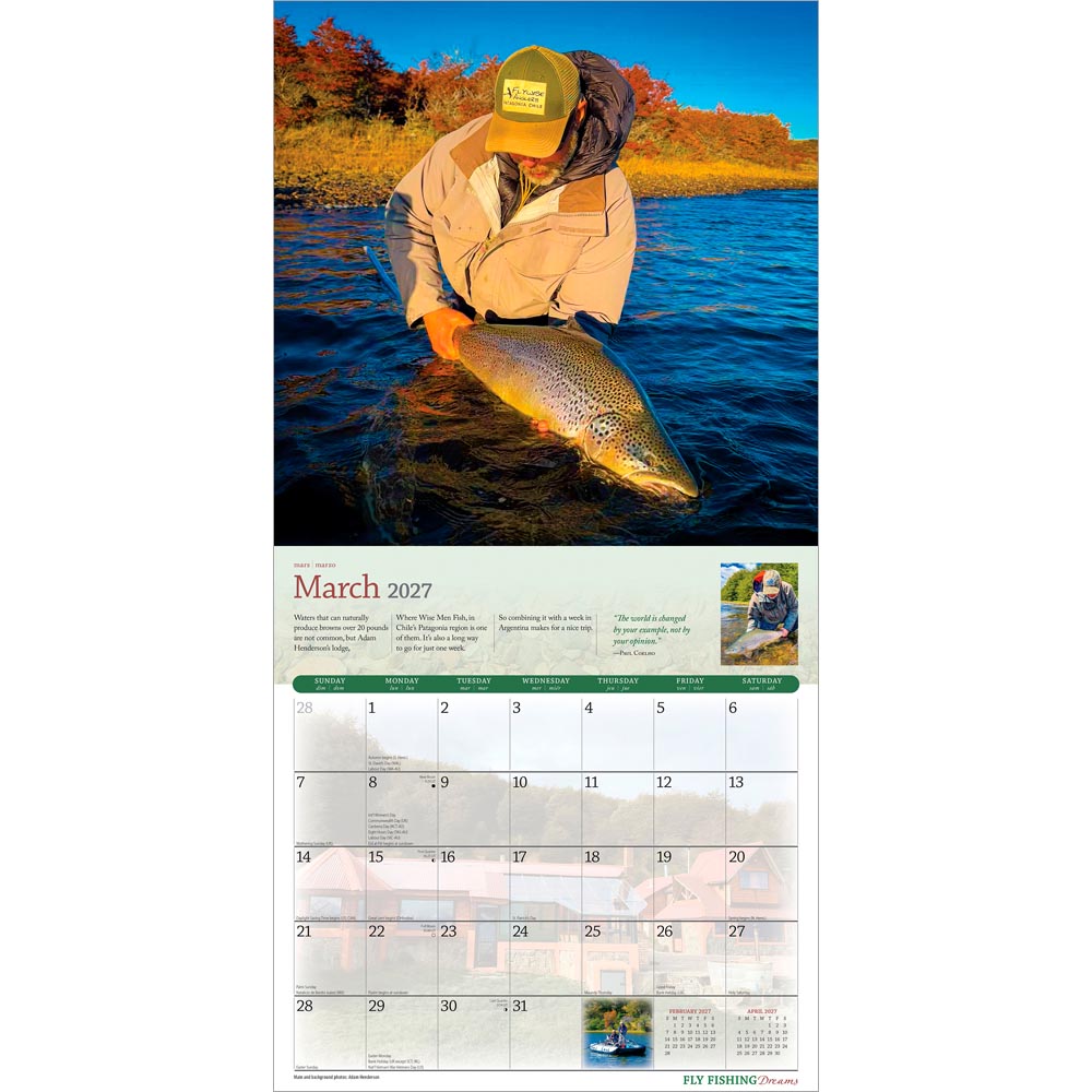 Fly Fishing Dreams OFFICIAL | 2027 12 x 24 Inch (Hanging) Monthly Square Wall Calendar