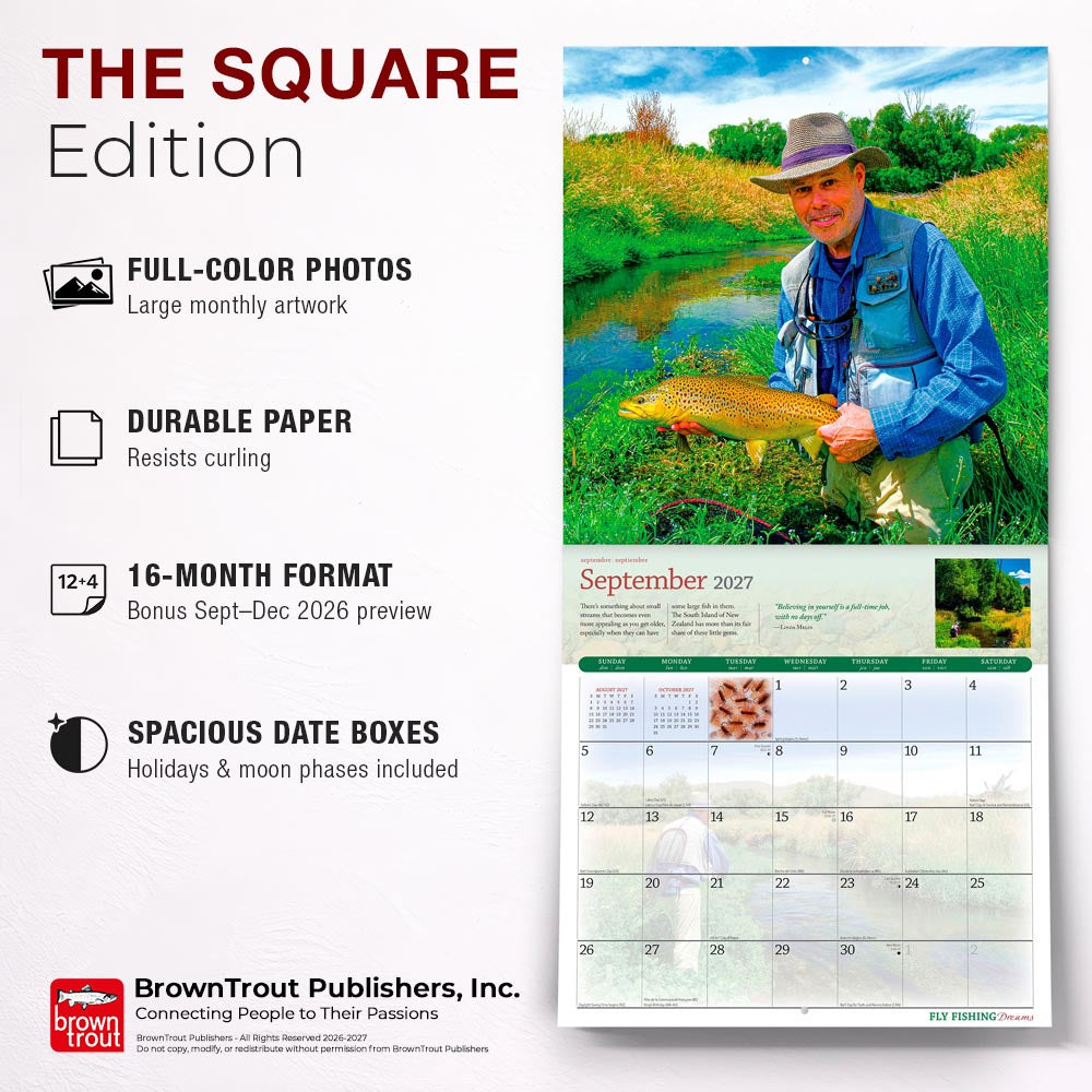 Fly Fishing Dreams OFFICIAL | 2027 12 x 24 Inch (Hanging) Monthly Square Wall Calendar
