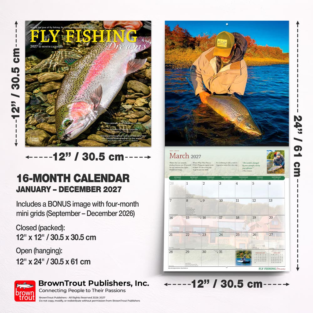 Fly Fishing Dreams OFFICIAL | 2027 12 x 24 Inch (Hanging) Monthly Square Wall Calendar