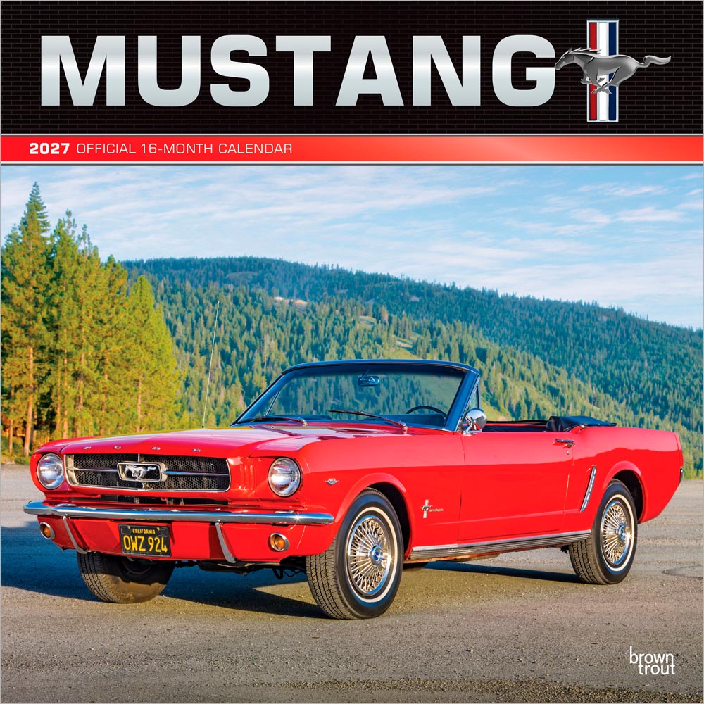 Ford Mustang OFFICIAL | 2027 12 x 24 Inch (Hanging) Monthly Square Wall Calendar | Foil Stamped Cover