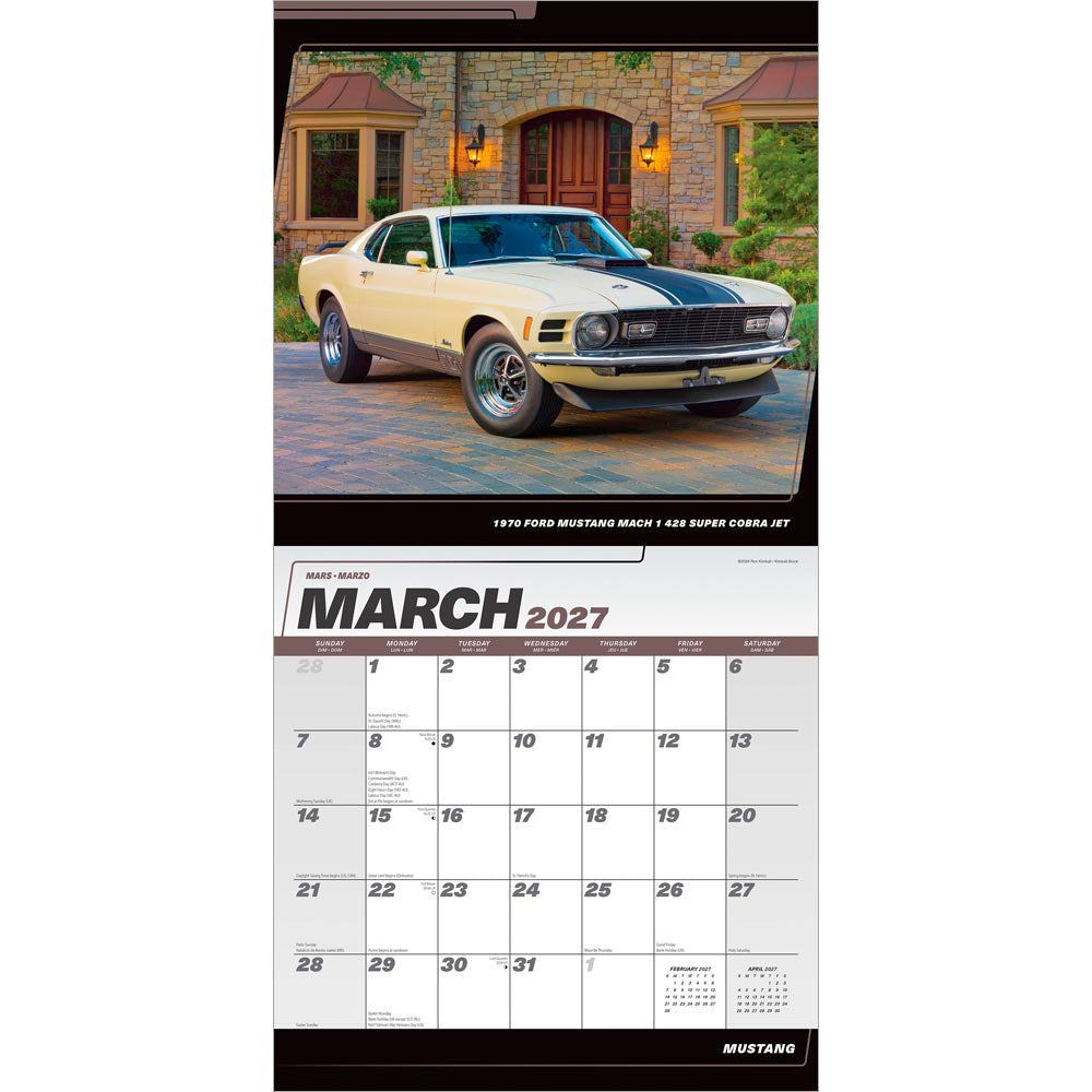 Ford Mustang OFFICIAL | 2027 12 x 24 Inch (Hanging) Monthly Square Wall Calendar | Foil Stamped Cover