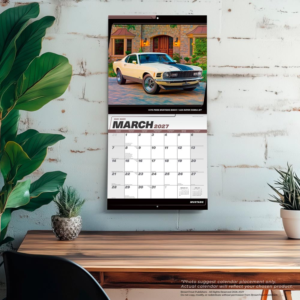 Ford Mustang OFFICIAL | 2027 12 x 24 Inch (Hanging) Monthly Square Wall Calendar | Foil Stamped Cover