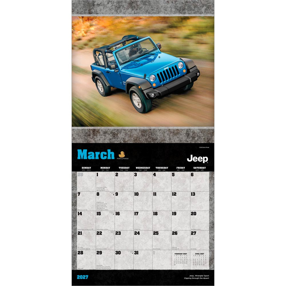 Jeep OFFICIAL | 2027 12 x 24 Inch (Hanging) Monthly Square Wall Calendar
