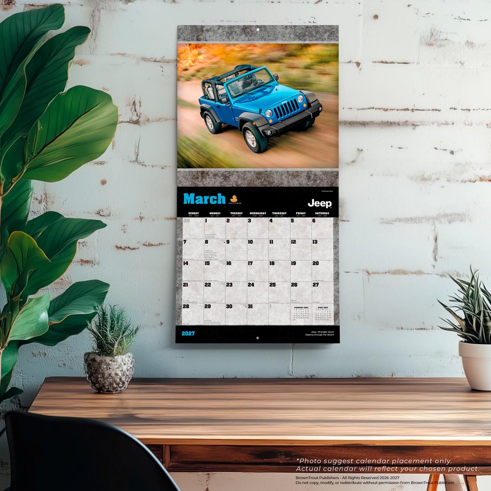 Jeep OFFICIAL | 2027 12 x 24 Inch (Hanging) Monthly Square Wall Calendar