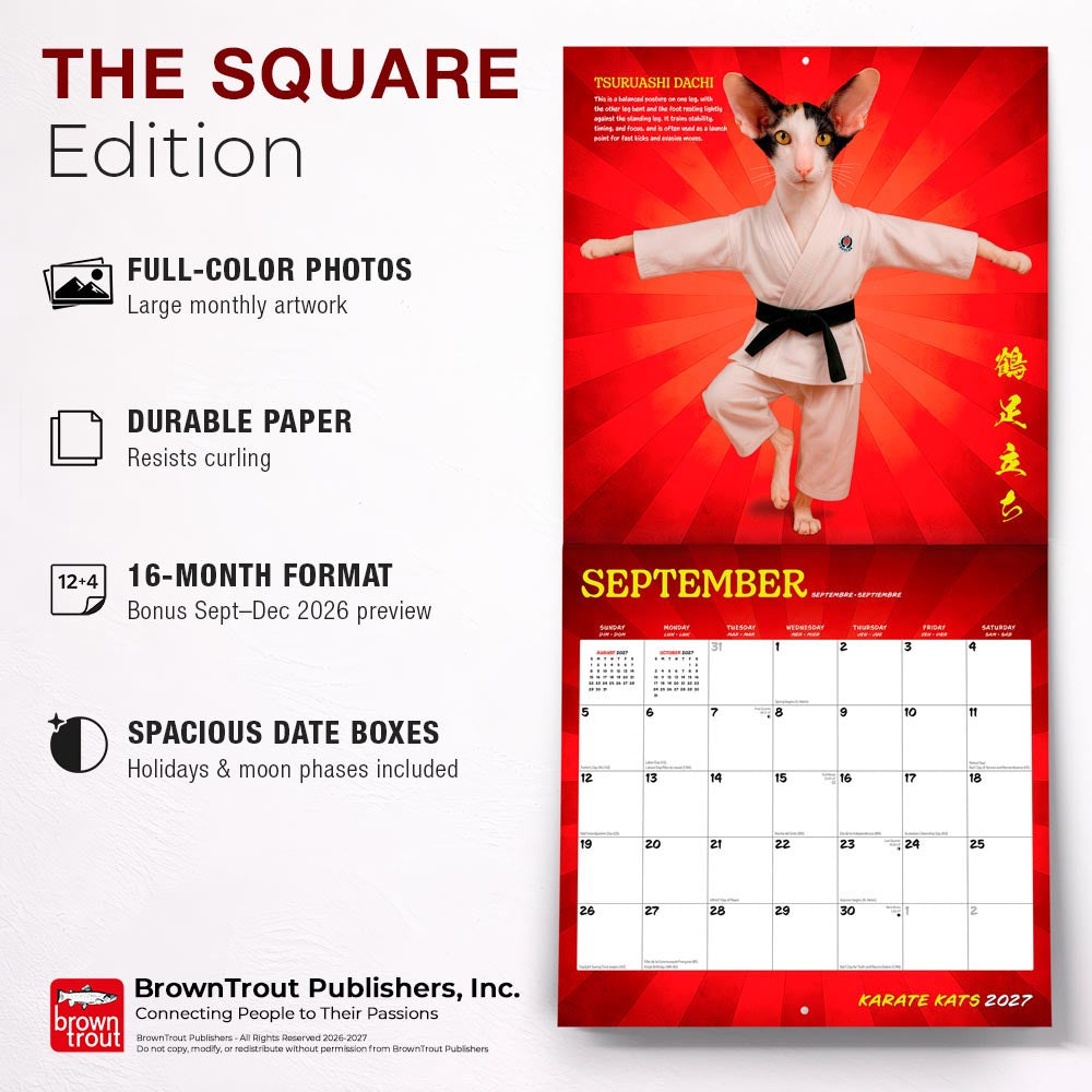 Karate Kats OFFICIAL | 2027 12 x 24 Inch (Hanging) Monthly Square Wall Calendar