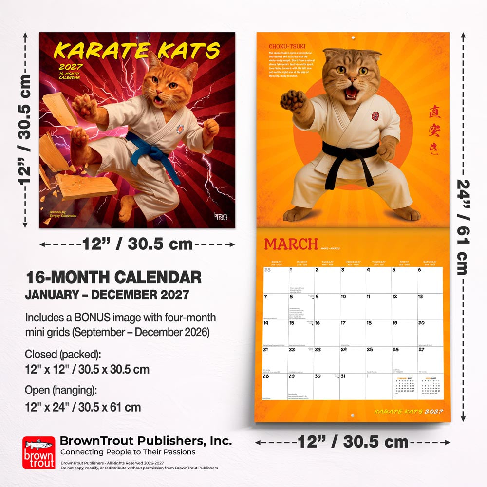 Karate Kats OFFICIAL | 2027 12 x 24 Inch (Hanging) Monthly Square Wall Calendar