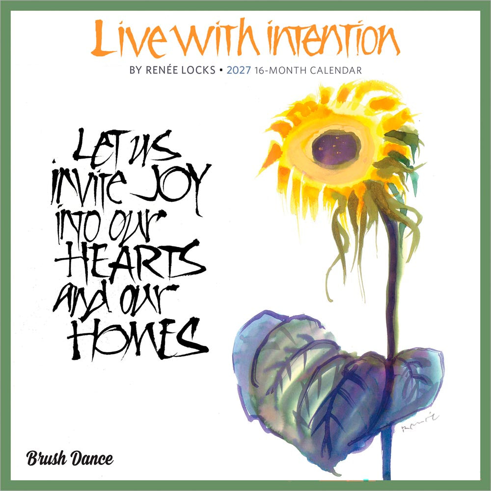 Live with Intention | 2027 7 x 14 Inch (Hanging) Monthly Mini Wall Calendar | Featuring the Artwork of Renee Locks