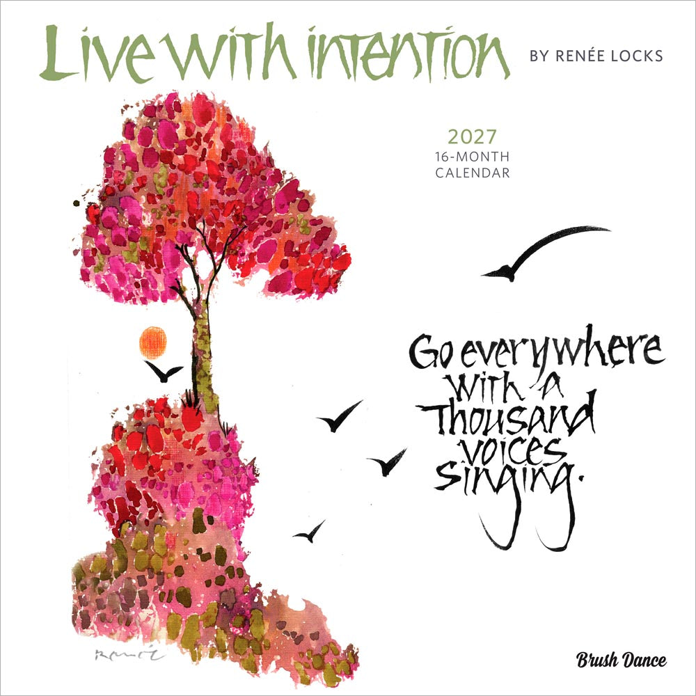 Live with Intention | 2027 12 x 24 Inch (Hanging) Monthly Square Wall Calendar | Featuring the Artwork of Renee Locks