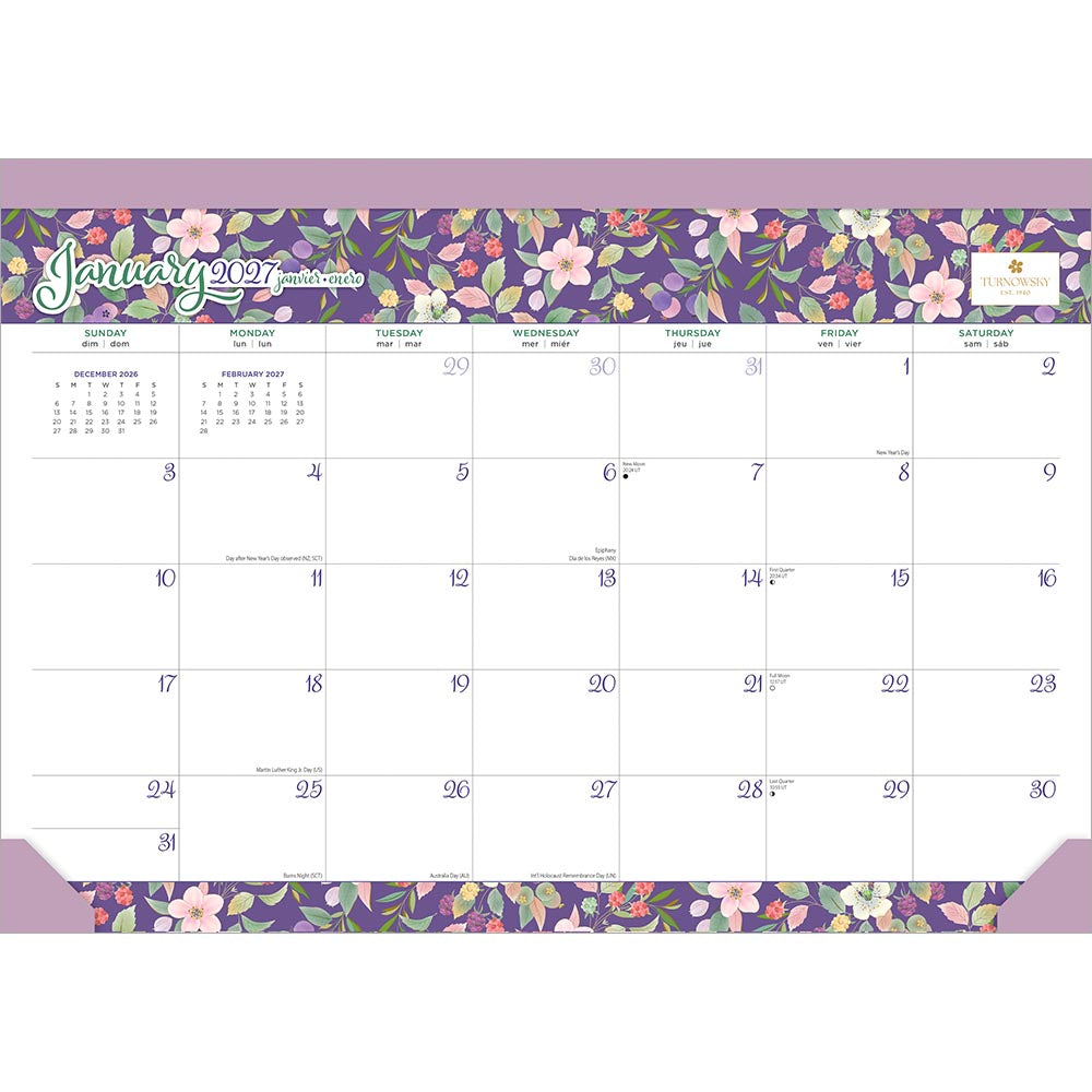 House of Turnowsky OFFICIAL | 2027 17 x 12 Inch Monthly Desk Pad Calendar | Sticker Sheet