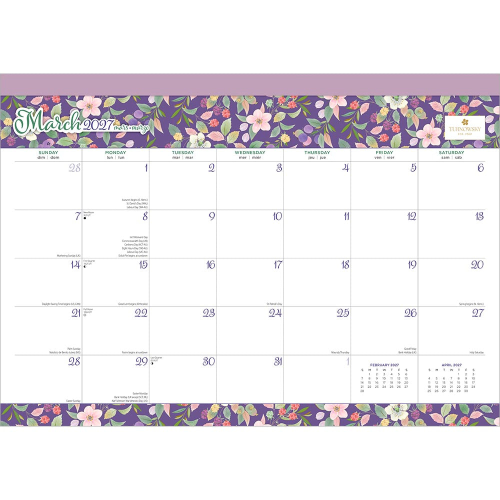 House of Turnowsky OFFICIAL | 2027 17 x 12 Inch Monthly Desk Pad Calendar | Sticker Sheet