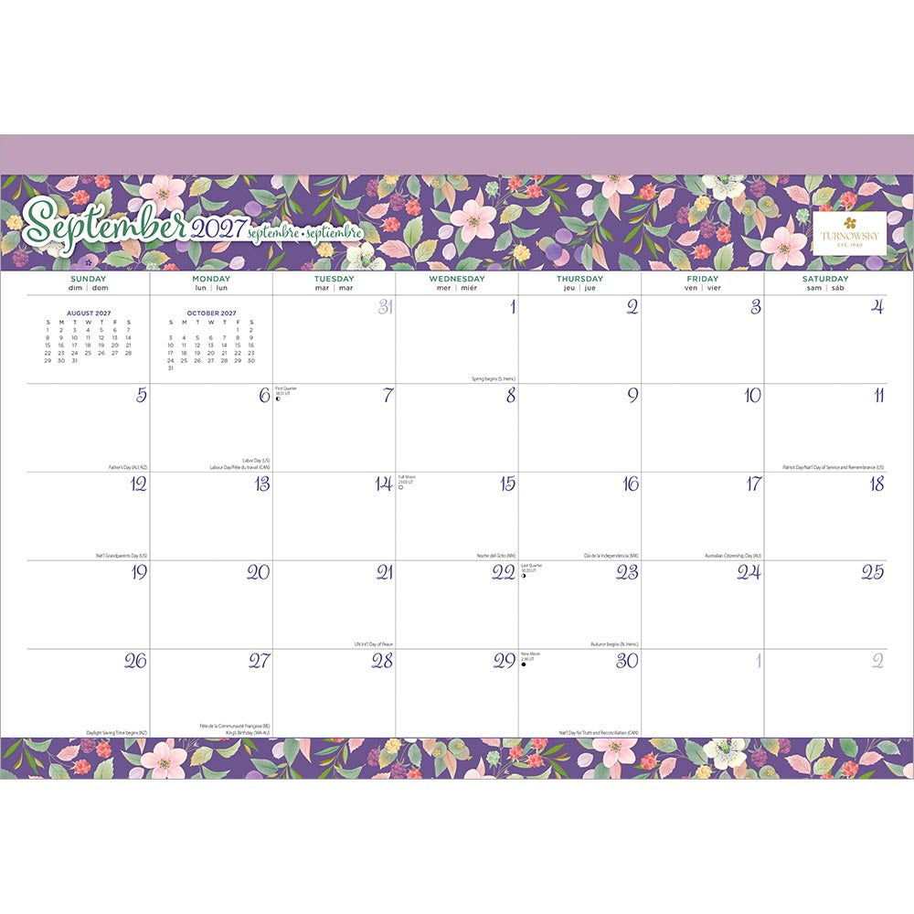 House of Turnowsky OFFICIAL | 2027 17 x 12 Inch Monthly Desk Pad Calendar | Sticker Sheet