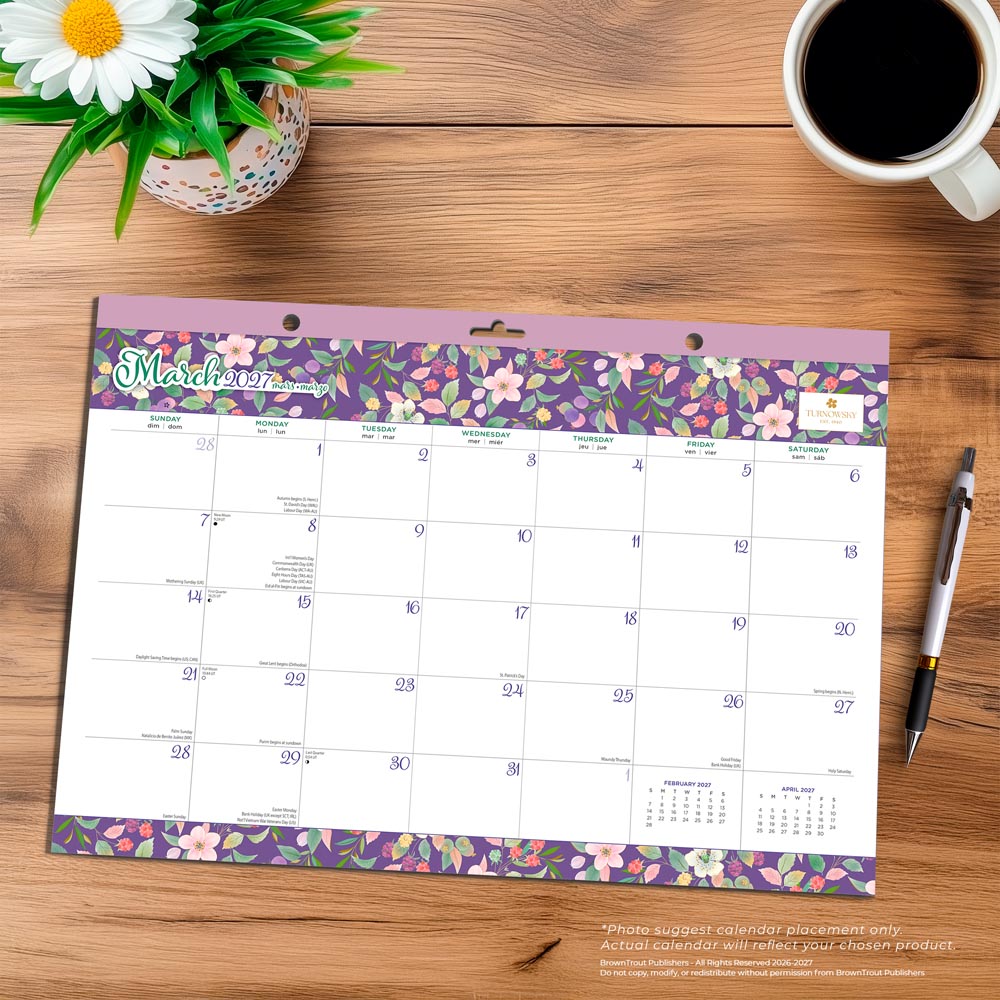 House of Turnowsky OFFICIAL | 2027 17 x 12 Inch Monthly Desk Pad Calendar | Sticker Sheet