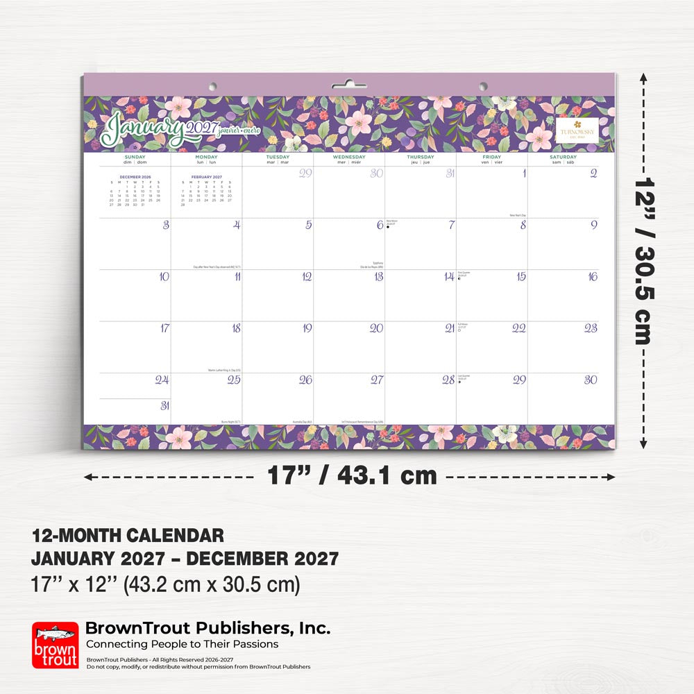 House of Turnowsky OFFICIAL | 2027 17 x 12 Inch Monthly Desk Pad Calendar | Sticker Sheet