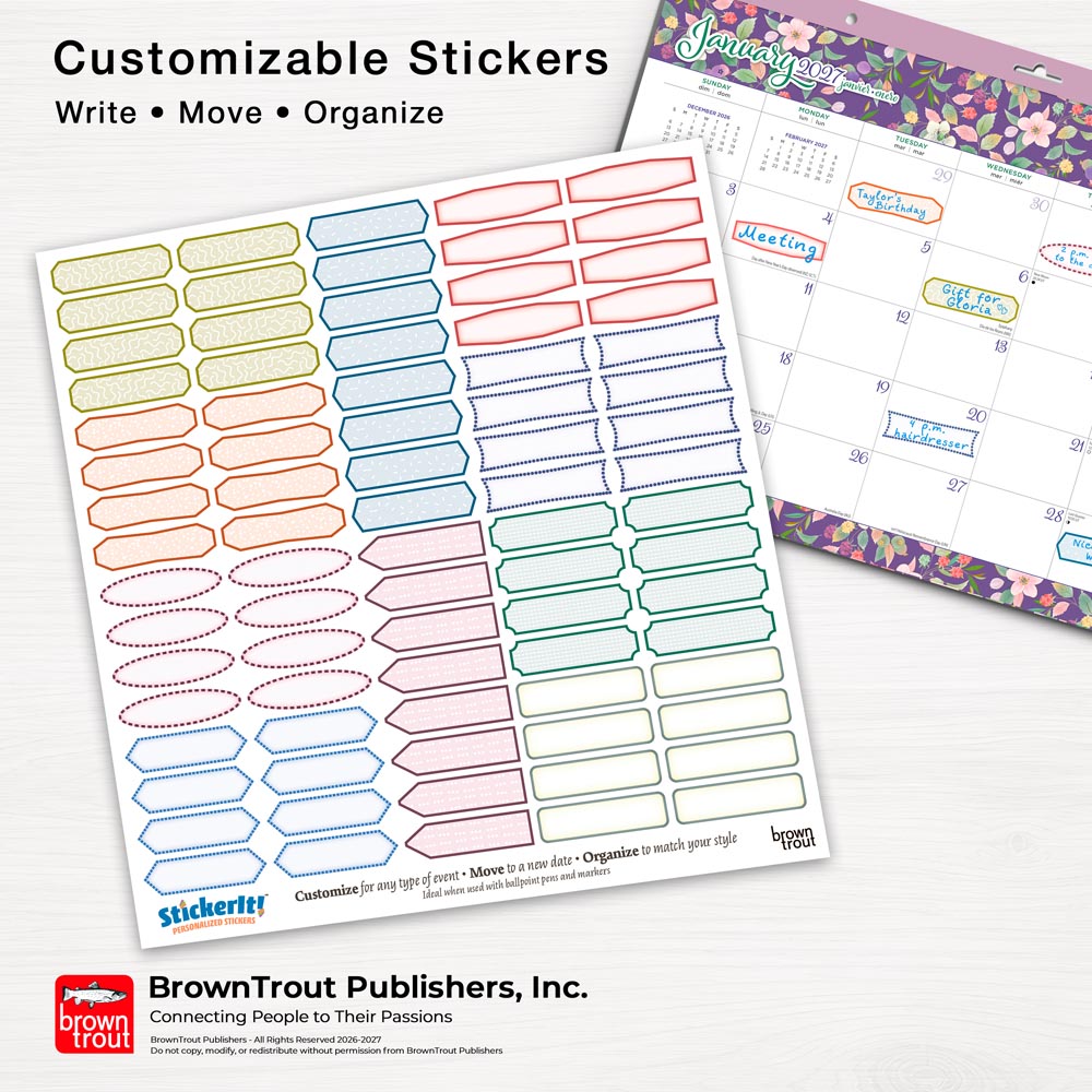 House of Turnowsky OFFICIAL | 2027 17 x 12 Inch Monthly Desk Pad Calendar | Sticker Sheet