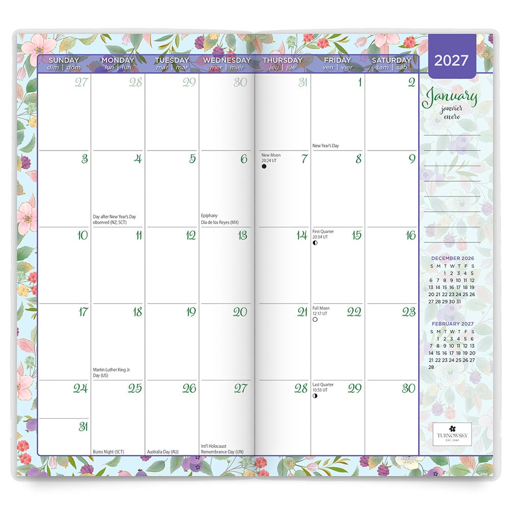 House of Turnowsky OFFICIAL | 2027-2028 3.5 x 6.5 Inch Two Year Monthly Pocket Planner Calendar | Foil Stamped Cover