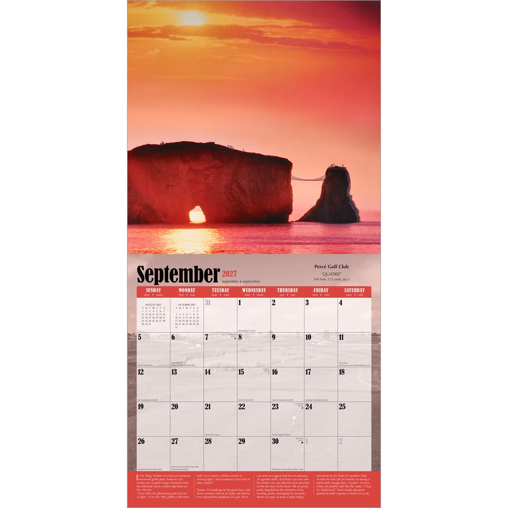 World's Toughest Golf Holes OFFICIAL | 2027 12 x 24 Inch (Hanging) Monthly Square Wall Calendar