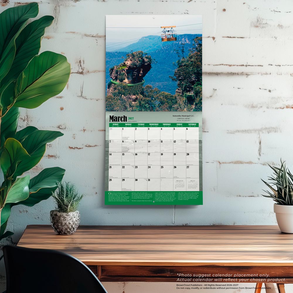 World's Toughest Golf Holes OFFICIAL | 2027 12 x 24 Inch (Hanging) Monthly Square Wall Calendar