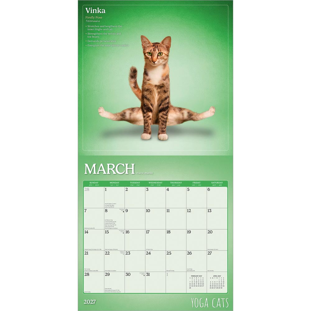Yoga Cats OFFICIAL | 2027 12 x 24 Inch (Hanging) Monthly Square Wall Calendar