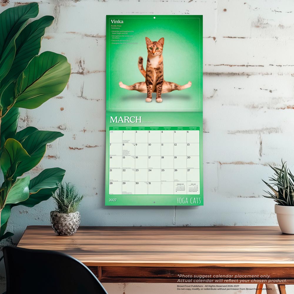 Yoga Cats OFFICIAL | 2027 12 x 24 Inch (Hanging) Monthly Square Wall Calendar