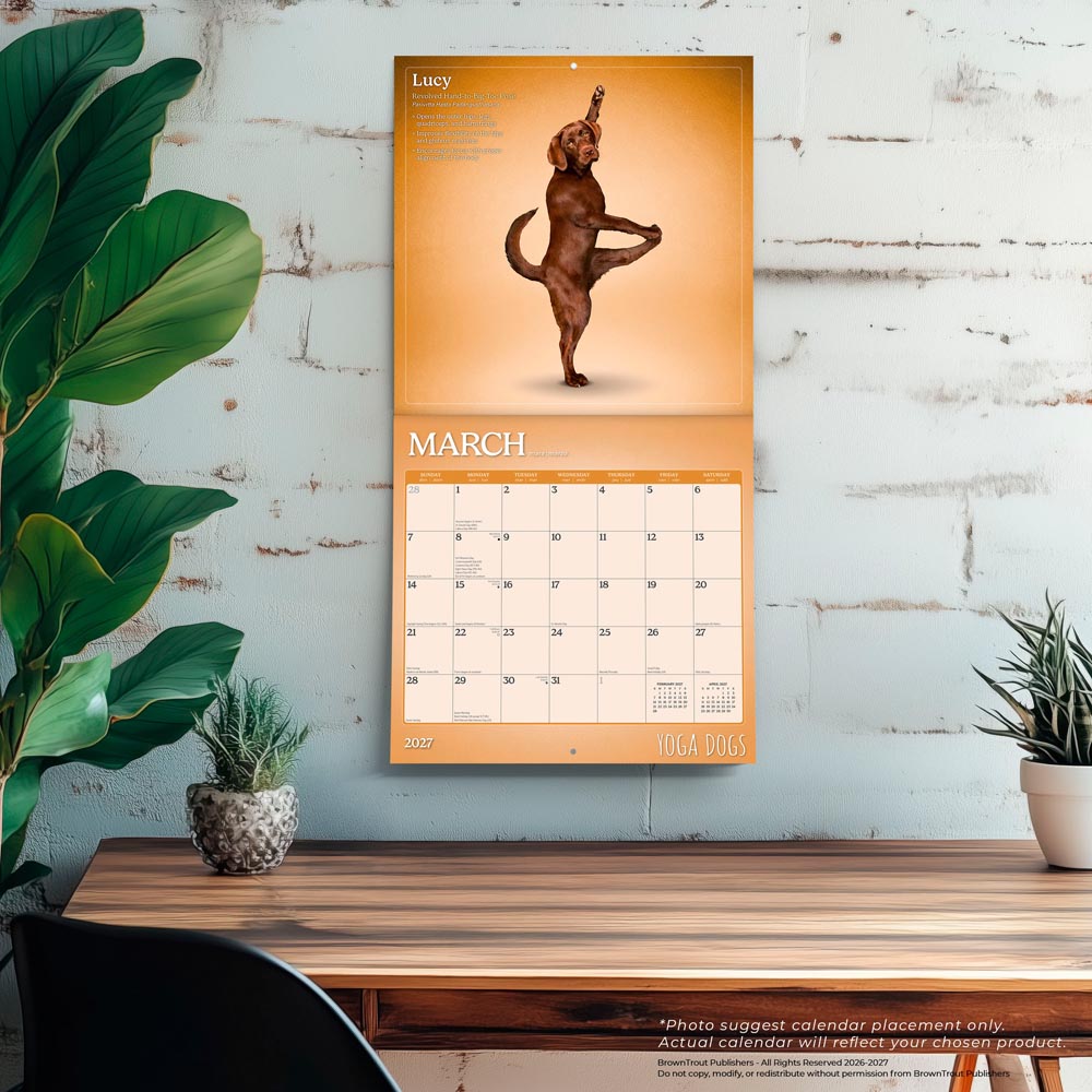 Yoga Dogs OFFICIAL | 2027 12 x 24 Inch (Hanging) Monthly Square Wall Calendar