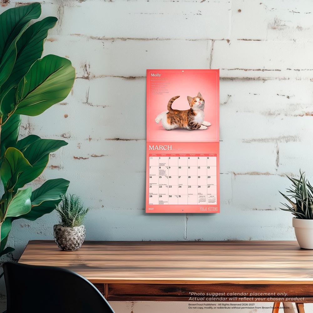 Yoga Kittens OFFICIAL | 2027 7 x 14 Inch (Hanging) Monthly Mini Wall Calendar