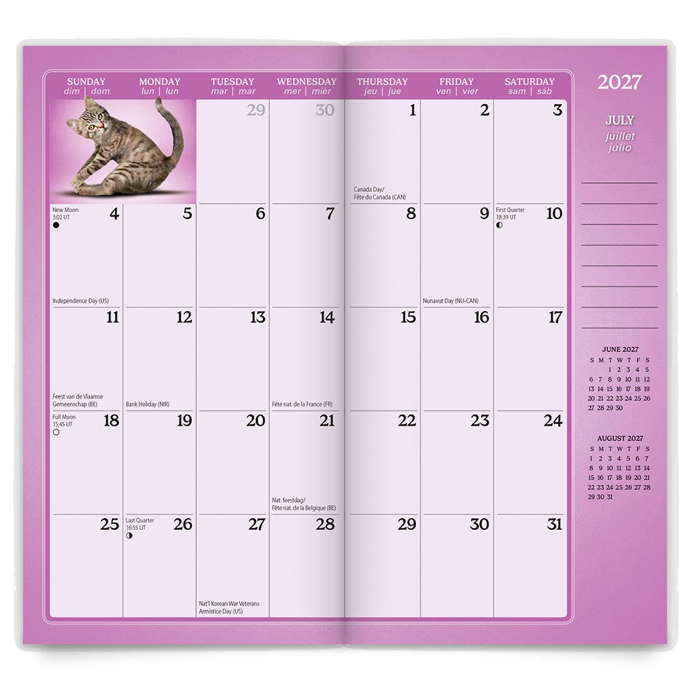 Yoga Kittens OFFICIAL | 2027-2028 3.5 x 6.5 Inch Two Year Monthly Pocket Planner Calendar