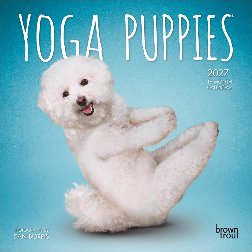 Yoga Puppies OFFICIAL | 2027 7 x 14 Inch (Hanging) Monthly Mini Wall Calendar