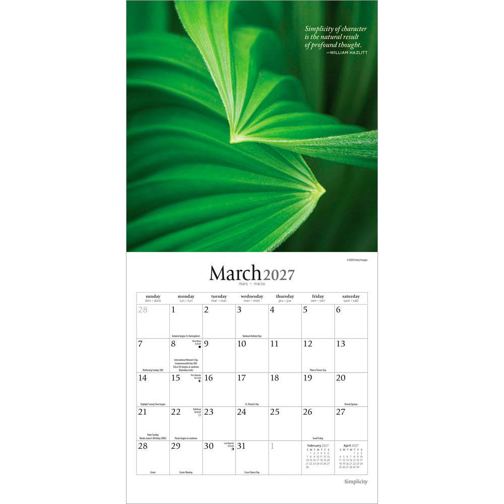 Simplicity | 2027 7 x 14 Inch (Hanging) Monthly Mini Wall Calendar