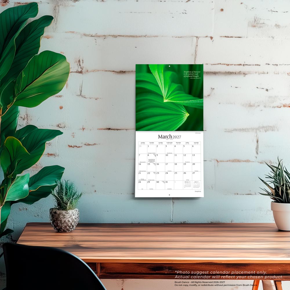 Simplicity | 2027 7 x 14 Inch (Hanging) Monthly Mini Wall Calendar
