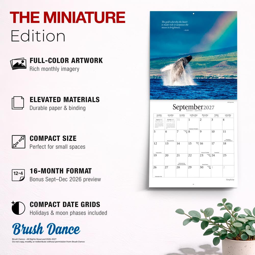 Simplicity | 2027 7 x 14 Inch (Hanging) Monthly Mini Wall Calendar