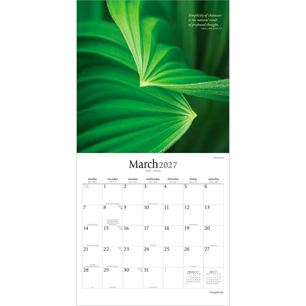 Simplicity | 2027 12 x 24 Inch (Hanging) Monthly Square Wall Calendar