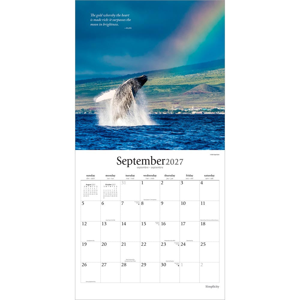 Simplicity | 2027 12 x 24 Inch (Hanging) Monthly Square Wall Calendar