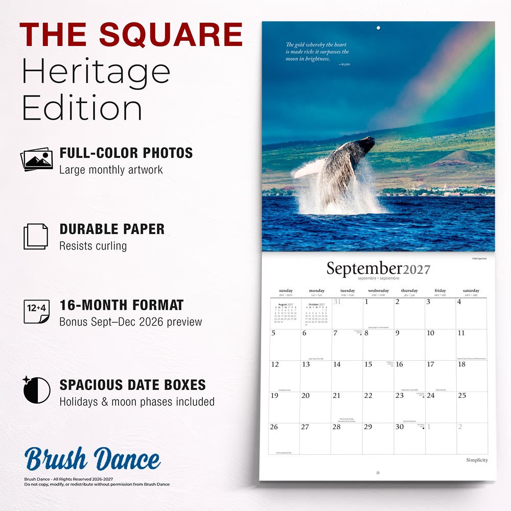 Simplicity | 2027 12 x 24 Inch (Hanging) Monthly Square Wall Calendar