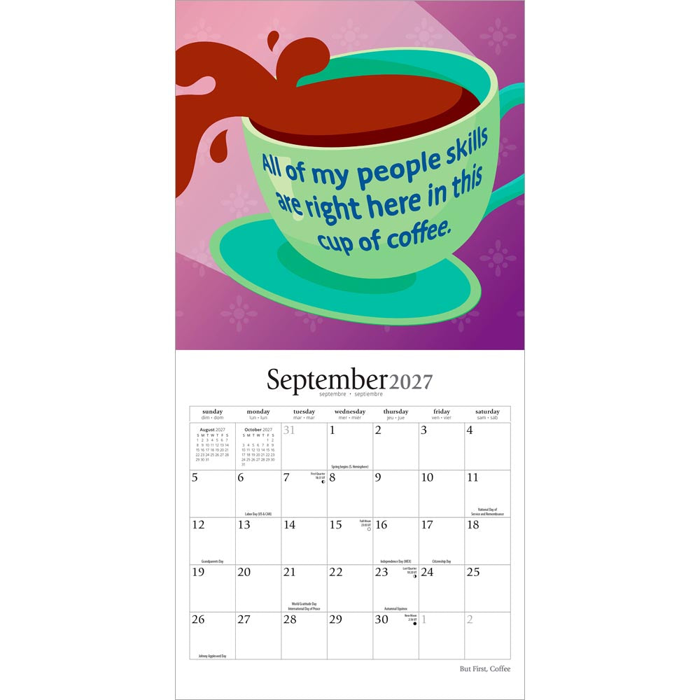 But First Coffee | 2027 7 x 14 Inch (Hanging) Monthly Mini Wall Calendar
