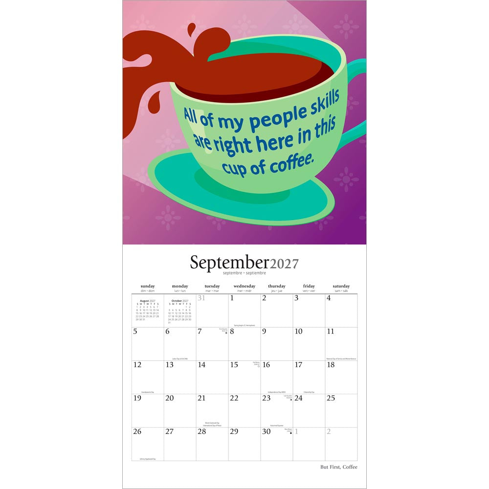 But First Coffee | 2027 12 x 24 Inch (Hanging) Monthly Square Wall Calendar