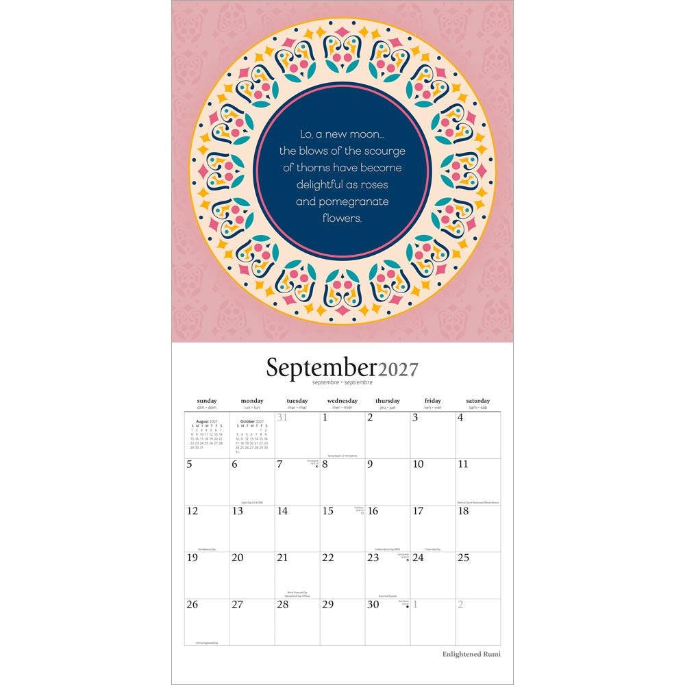 Enlightened Rumi | 2027 12 x 24 Inch (Hanging) Monthly Square Wall Calendar