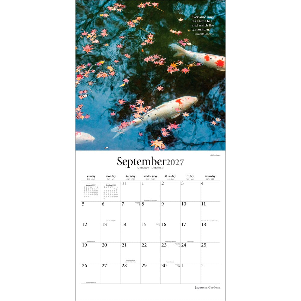 Japanese Gardens | 2027 12 x 24 Inch (Hanging) Monthly Square Wall Calendar