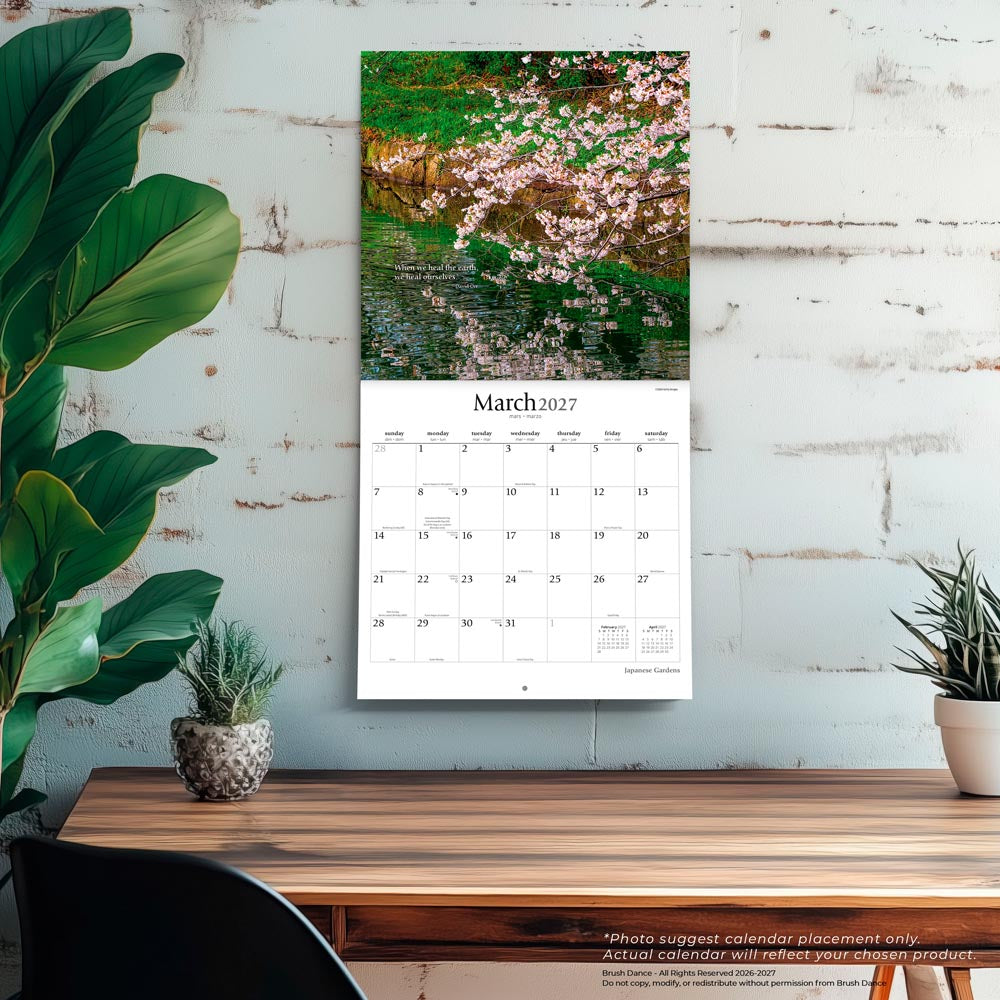 Japanese Gardens | 2027 12 x 24 Inch (Hanging) Monthly Square Wall Calendar