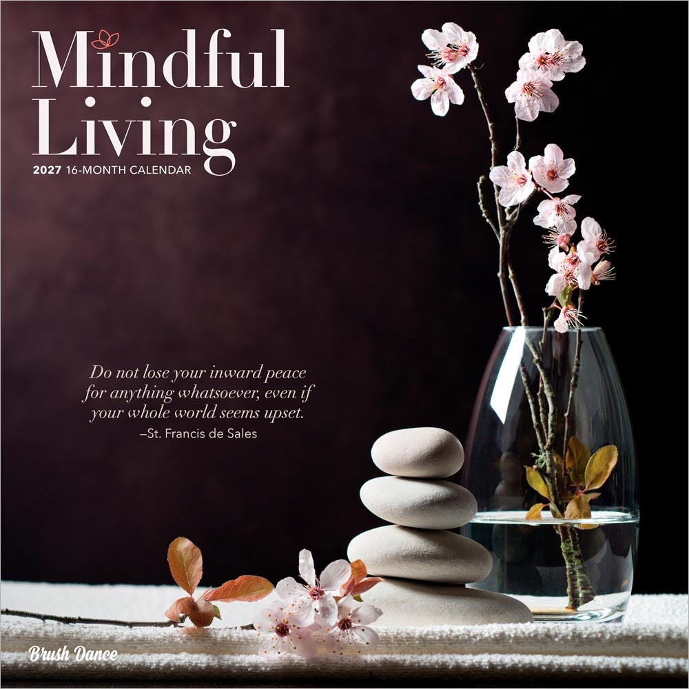 Mindful Living | 2027 12 x 24 Inch (Hanging) Monthly Square Wall Calendar