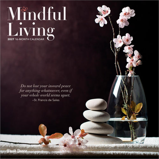 Mindful Living | 2027 12 x 24 Inch (Hanging) Monthly Square Wall Calendar