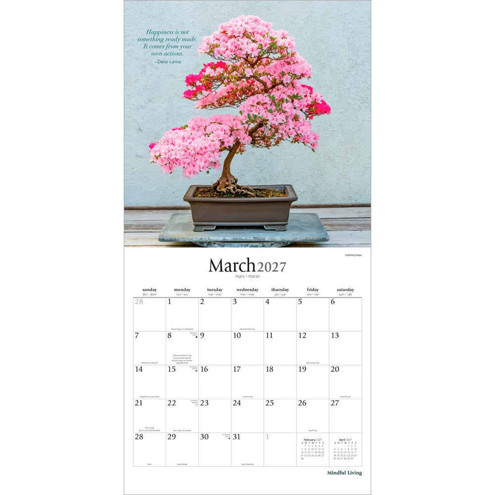 Mindful Living | 2027 12 x 24 Inch (Hanging) Monthly Square Wall Calendar
