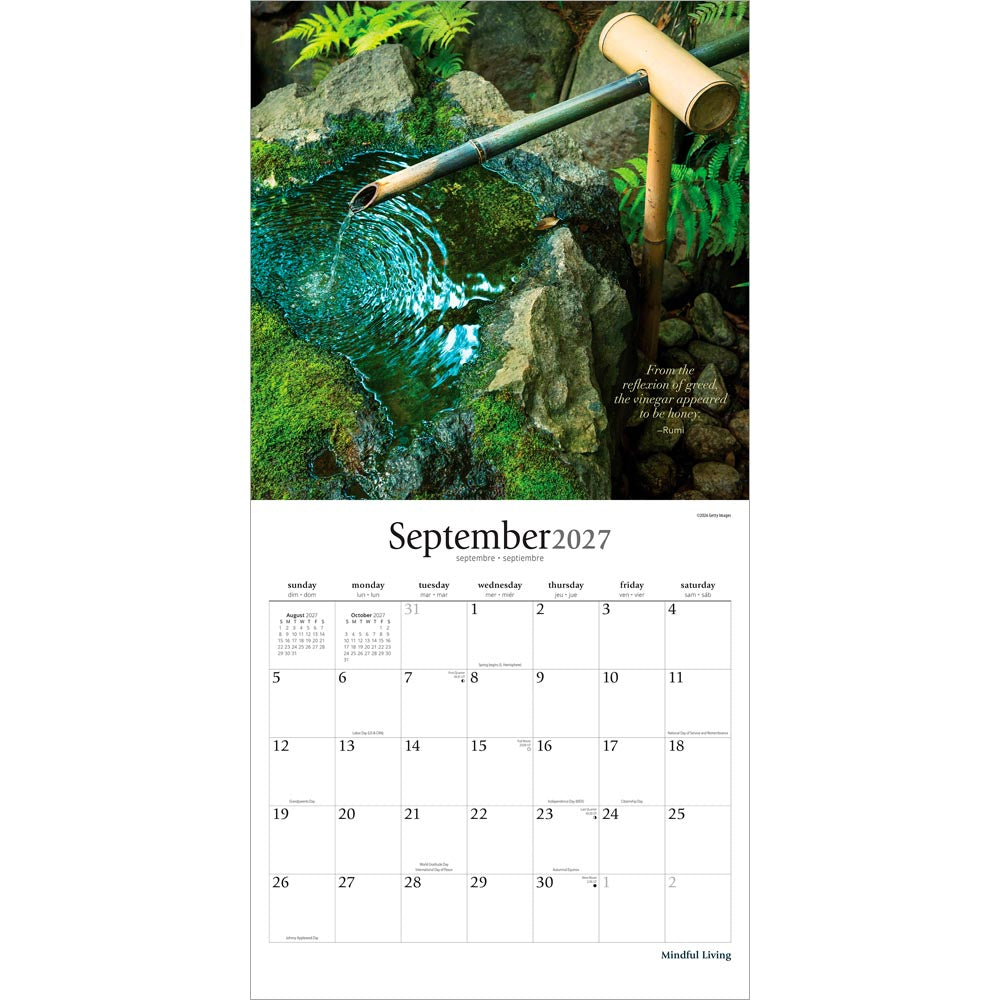 Mindful Living | 2027 12 x 24 Inch (Hanging) Monthly Square Wall Calendar