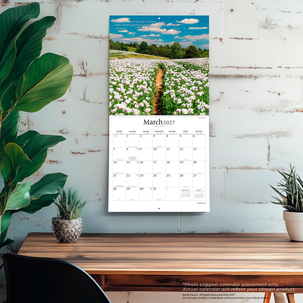 Pathways | 2027 12 x 24 Inch (Hanging) Monthly Square Wall Calendar