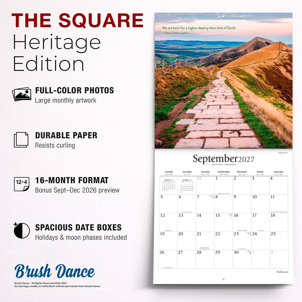 Pathways | 2027 12 x 24 Inch (Hanging) Monthly Square Wall Calendar
