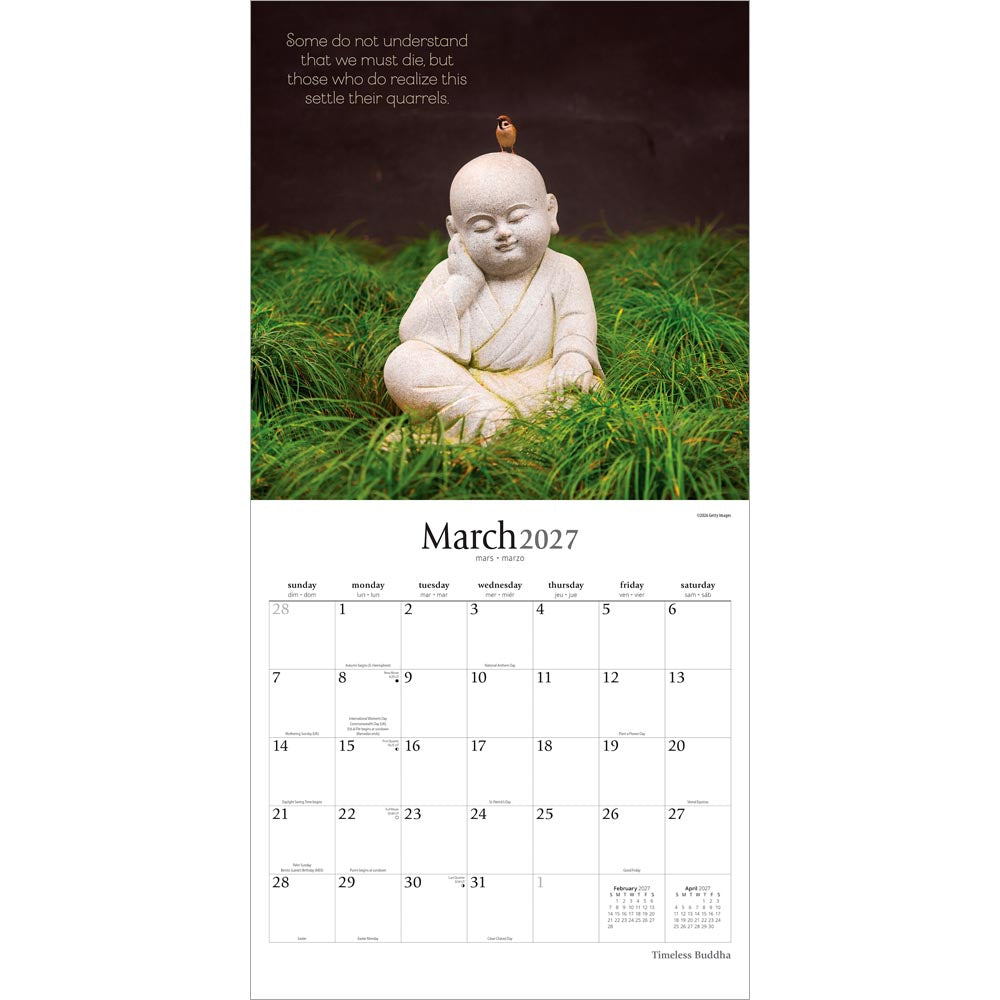 Timeless Buddha | 2027 12 x 24 Inch (Hanging) Monthly Square Wall Calendar