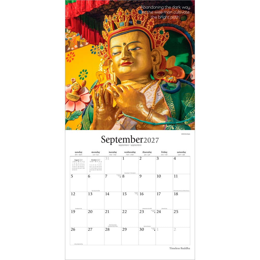 Timeless Buddha | 2027 12 x 24 Inch (Hanging) Monthly Square Wall Calendar
