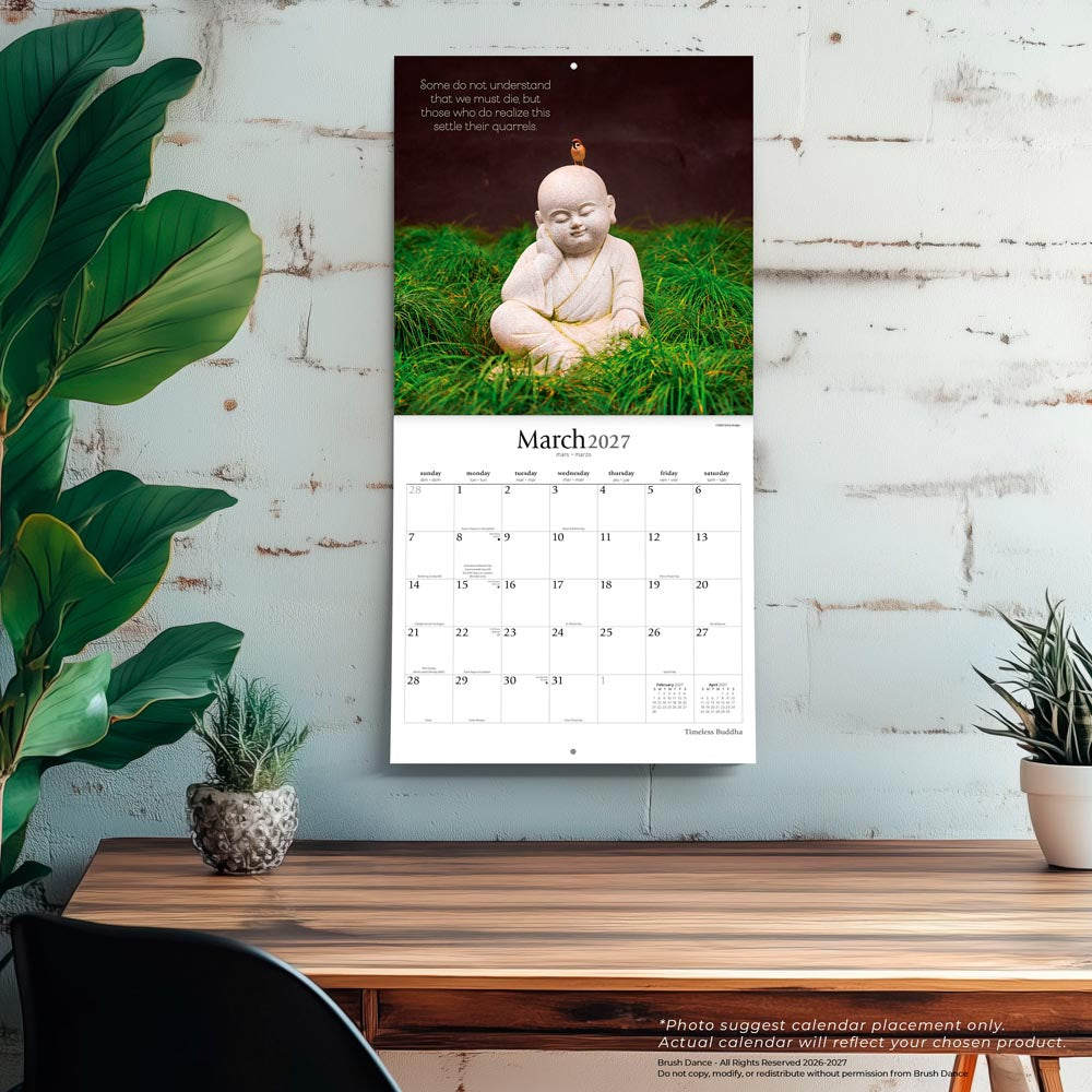 Timeless Buddha | 2027 12 x 24 Inch (Hanging) Monthly Square Wall Calendar