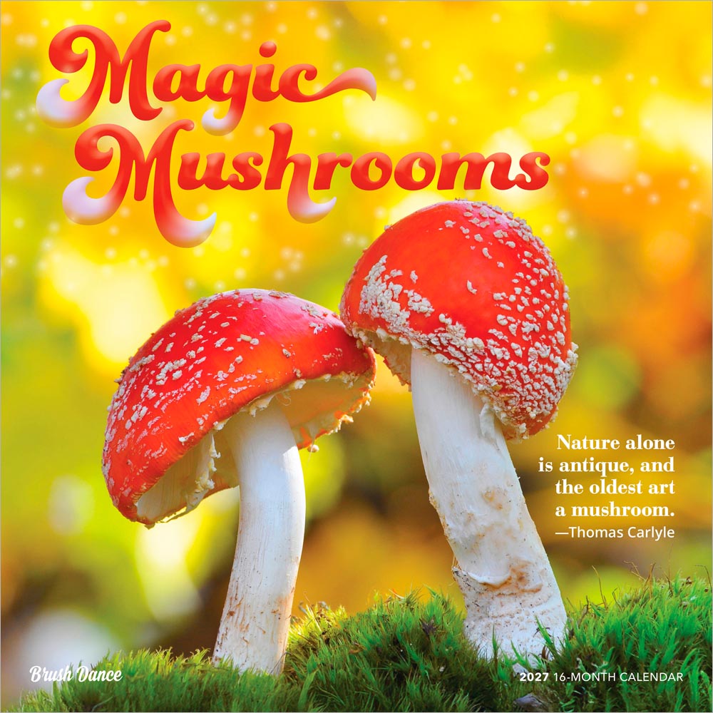 Magic Mushrooms | 2027 12 x 24 Inch (Hanging) Monthly Square Wall Calendar