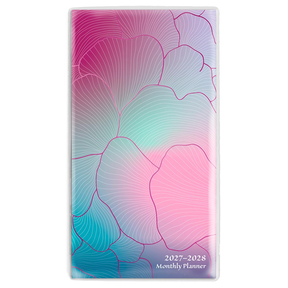 Ariel Collection | 2027-2028 3.5 x 6.5 Inch Two Year Monthly Pocket Planner Calendar | Foil Stamped Cover