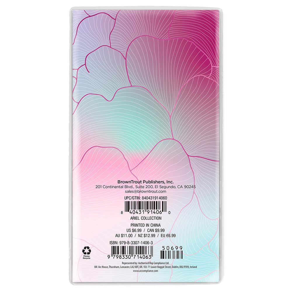 Ariel Collection | 2027-2028 3.5 x 6.5 Inch Two Year Monthly Pocket Planner Calendar | Foil Stamped Cover